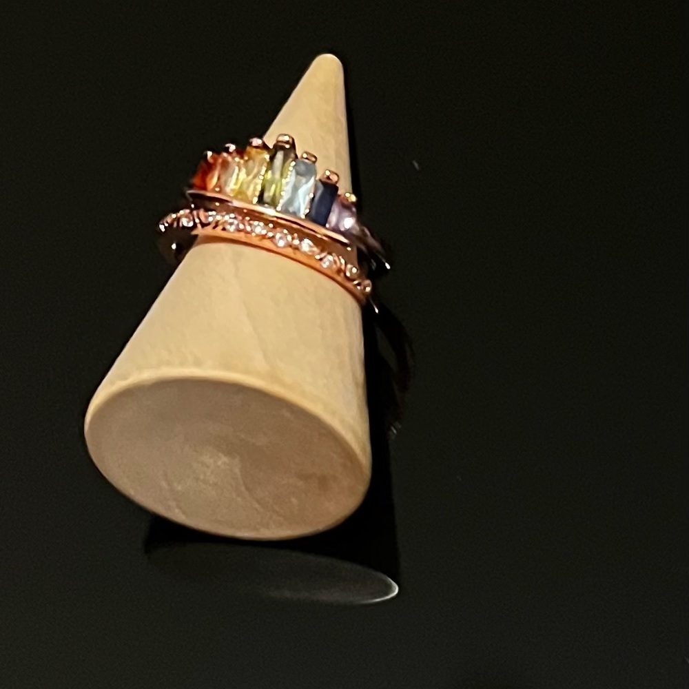 925 Sterling Silver Rose Gold Plated Crown Adjustable Ring Size: 6